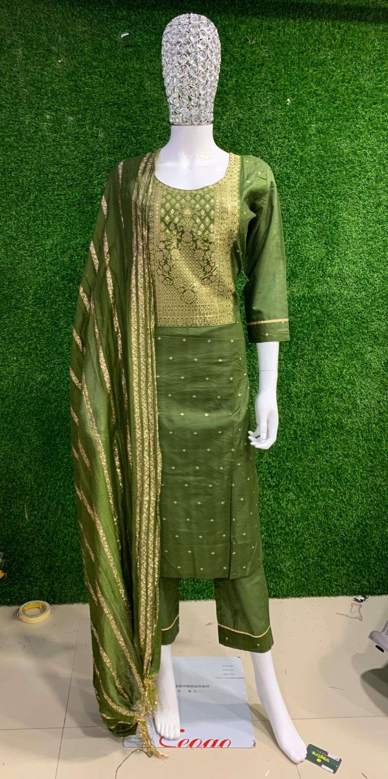 BEMITEX PRESENTS CHANDERI SILK FABRIC WITH FULL JAQUARD BASED READYMADE 3 PIECE SUIT COMBO WHOLESALE SHOP IN SURAT